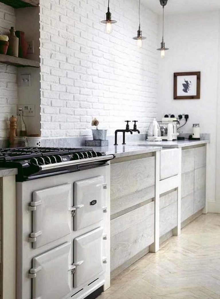 Кухня Дизайн Кирпичная Стена Белая